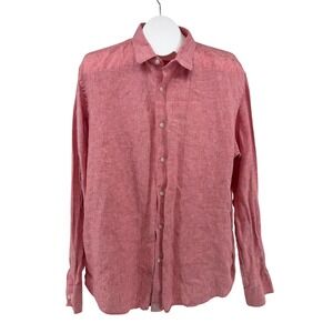 UNTUCKit Button Down Mens XL Red Eberle WR 40561 100% Linen Wrinkle Resistant